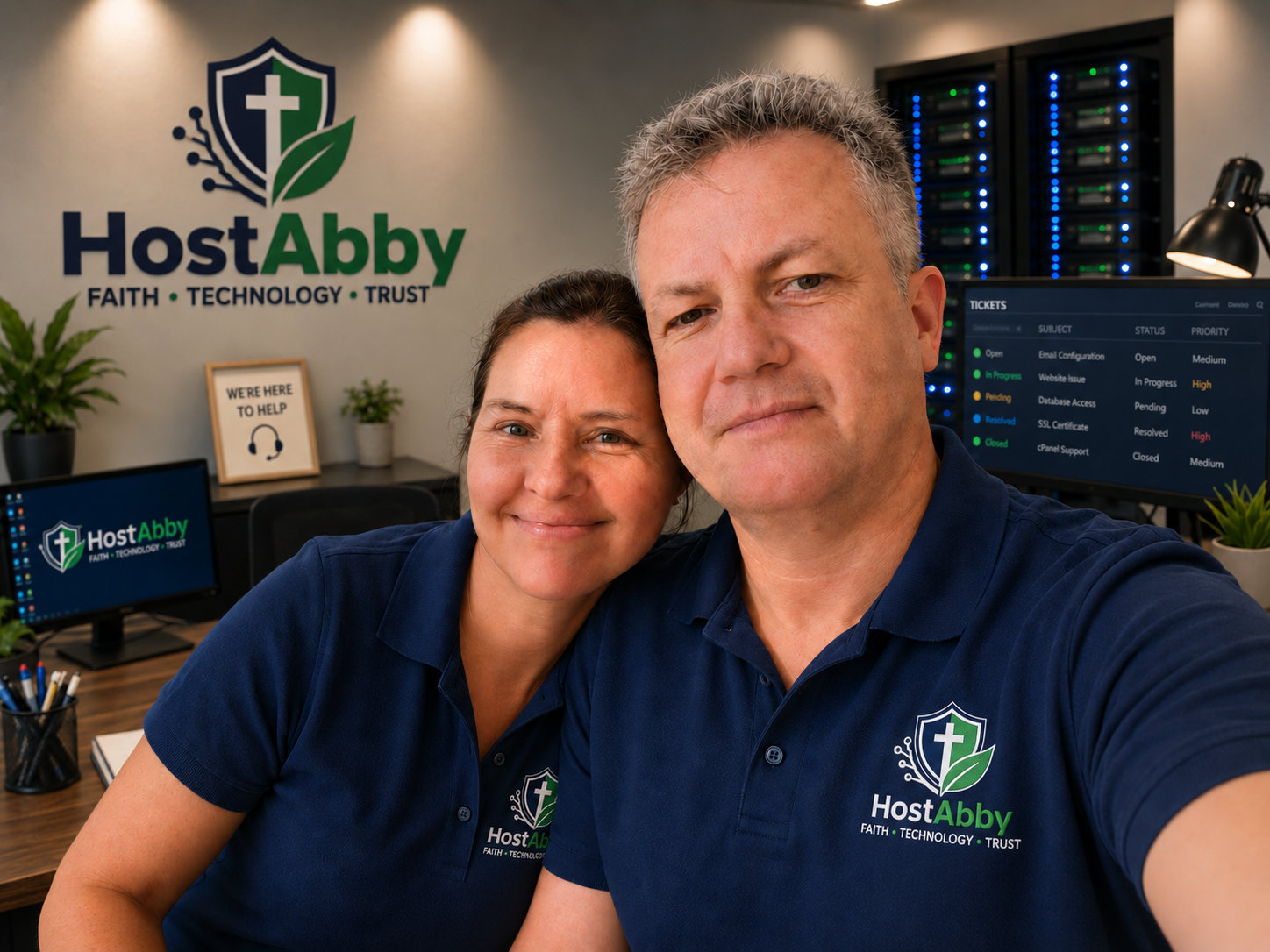 Jonathan and Jessica Rose Steyn, husband and wife directors of HostAbby